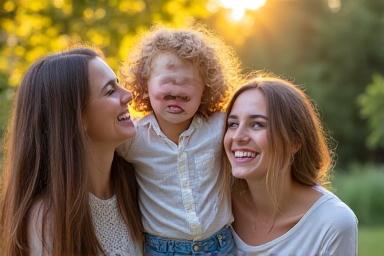 Happy family portrait outdoors